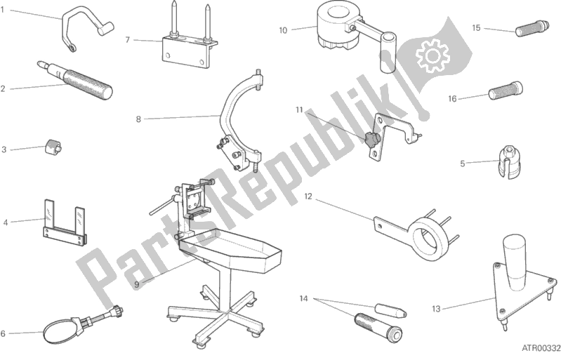 Alle onderdelen voor de 001 - Werkplaatsgereedschap van de Ducati Diavel Carbon FL 1200 2016